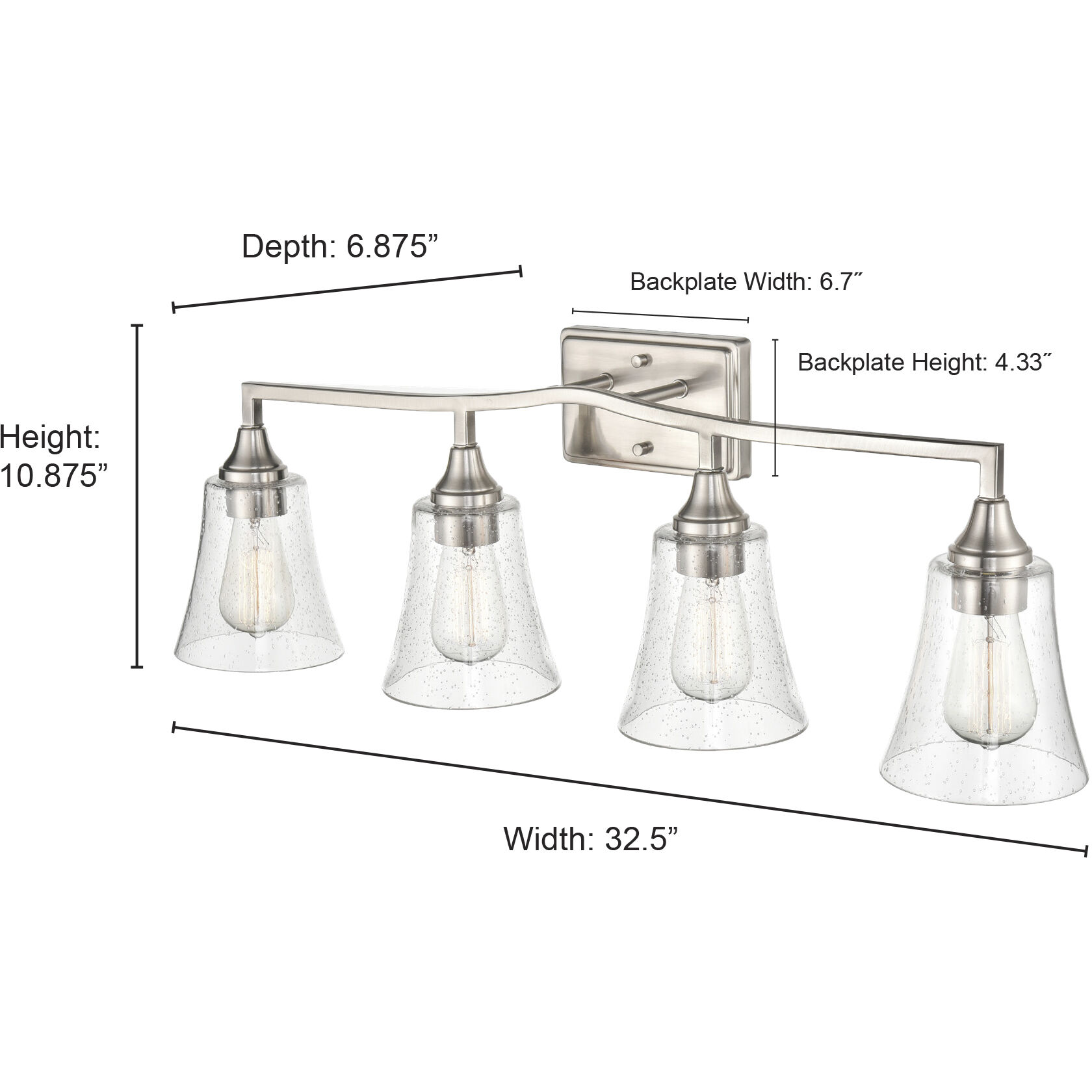 Caily 4 Light 32.5 inch Brushed Nickel Bathroom Vanity Light Wall Light